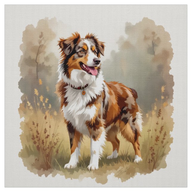 Tecido Cão Pastor Australiano Vermelho Merle Aussie (Modelo)