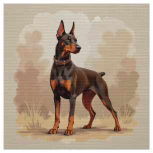 Tecido Cão Pinscher Dobermann Marrom Ferrugem Vermelho