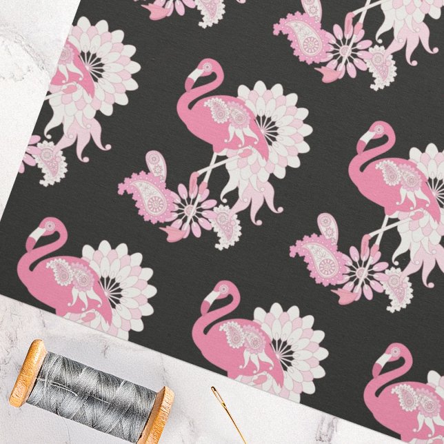 Tecido Caprichoso Moderno Flamingo Rosa Preto (Criador carregado)