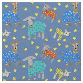 Tecido Caprinos Vestindo pijamas com estrelas padrão azul