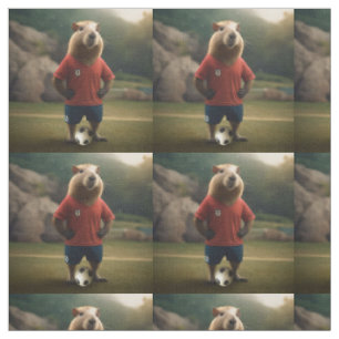 Tecido "Capybara com Ponta de Goal: A Estrela de Futebol 