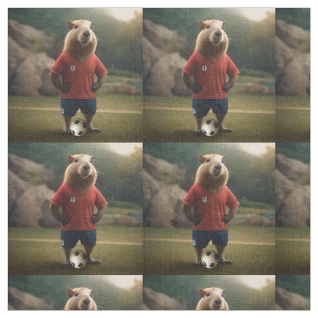 Tecido "Capybara com Ponta de Goal: A Estrela de Futebol  (Modelo)