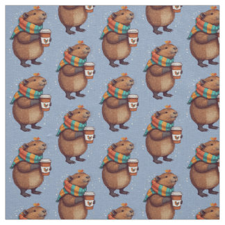 Tecido Capybara, Vestindo Scarf, Esfregando Tee Café