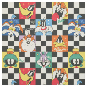 Tecido CARACTERES LOONEY TUNES™ no Verificador preto e br