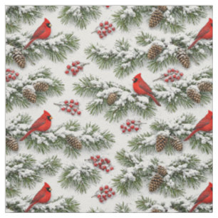 Tecido Cardinal Vermelho de Natal na Floresta