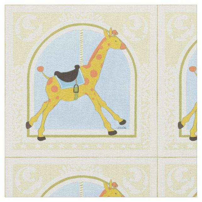 Tecido Carousel Giraffe por June Erica Vess (Detalhe)