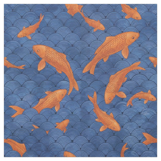 Tecido Carpa Em Um Oceano Art Déco (Modelo)