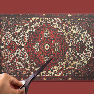 Tecido Carpete persa olha em vermelho escuro e creme