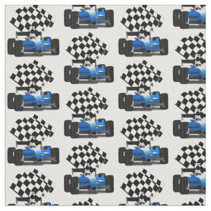 Tecido Carro de Corrida Azul com Sinalizador Verificado