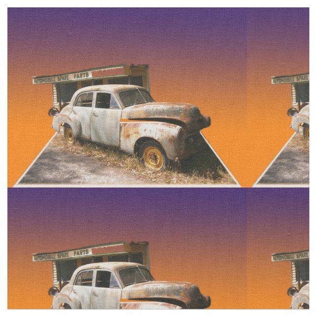 Tecido Carro E Garagem Russos Vintage (Detalhe)