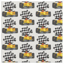 Tecido Carro Race Amarelo com Sinalizador Verificado