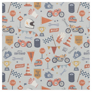 Tecido Carros de corrida motocicletas infância 