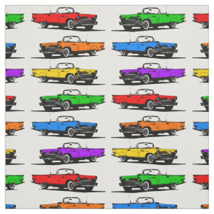 Tecido Carros desportivos do Rainbow Vintage de 1950