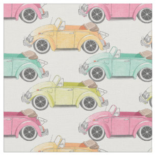 Tecido Carros vintage de cor e tamanho personalizados