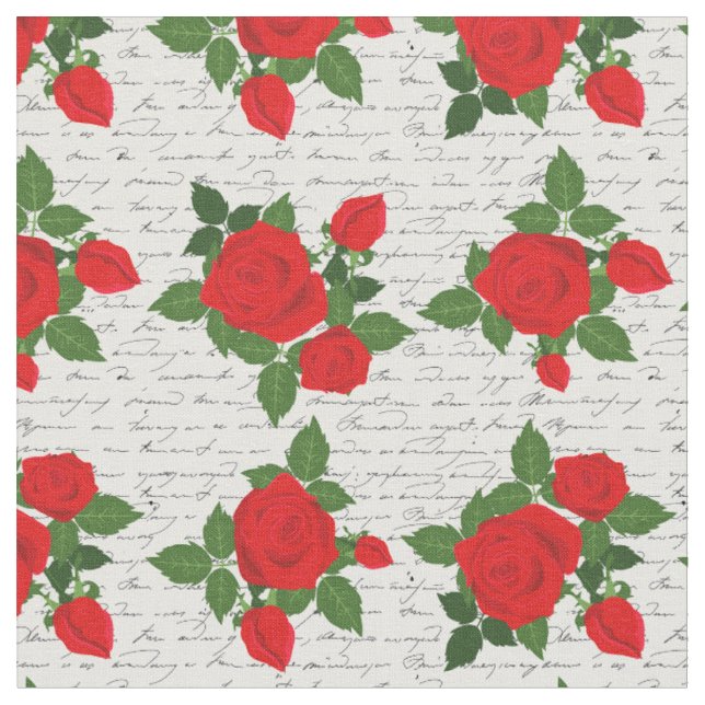 Tecido carta de amor do dia dos namorados rosas vermelhas (Detalhe)