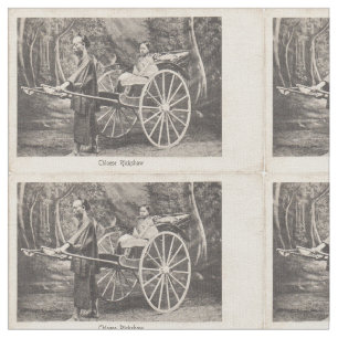 Tecido Cartão-postal do Rickshaw chinês Vintage 1905