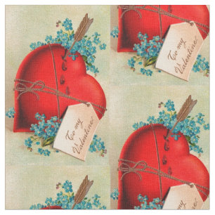 Tecido Cartão-postal Vintage Grande Namorados Vermelho He