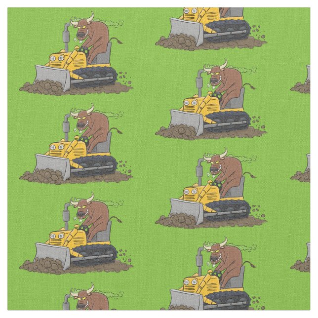 Tecido Cartoon buldozer engraçado (Detalhe)