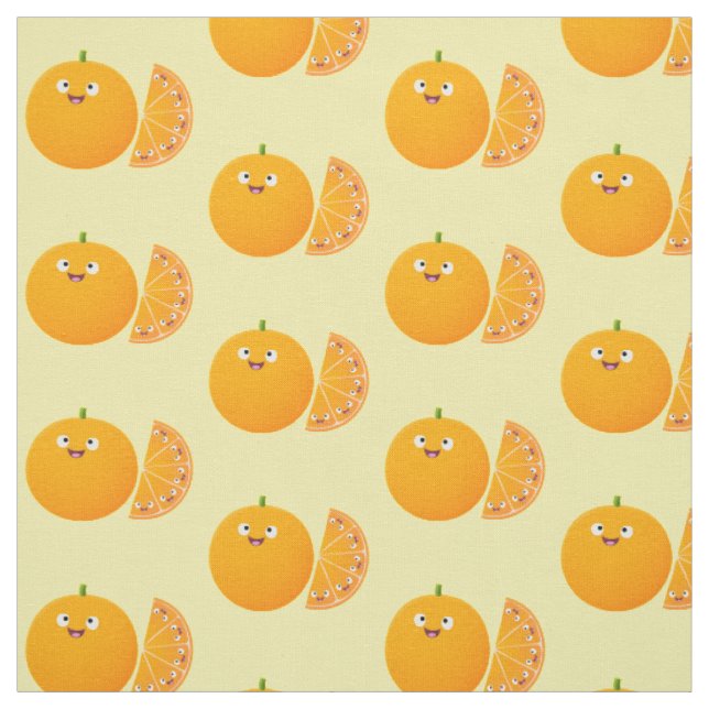 Tecido Cartoon de fruta de citros de laranja feliz (Modelo)