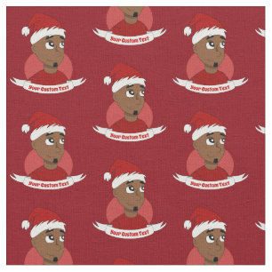 Tecido Cartoon de Natal do homem sorridente