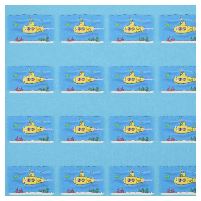 Tecido Cartoon submarino feliz (Modelo)