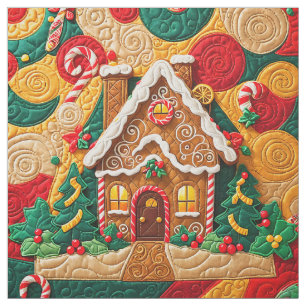Tecido Casa de Pão de Gengibre Quilado de Natal