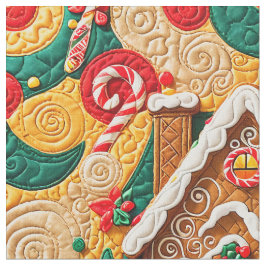 Tecido Casa de Pão de Gengibre Quilado de Natal