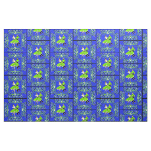 Tecido Casal De Dança Quadrado Verde E Azul Bandana 2