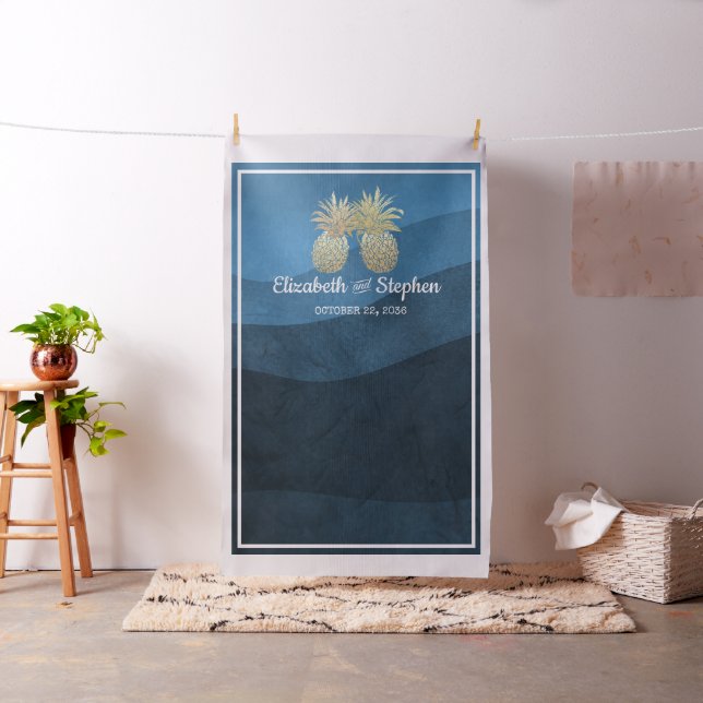 Tecido Casal Dourado de abacaxi com foto de casamento Boo (In Situ)