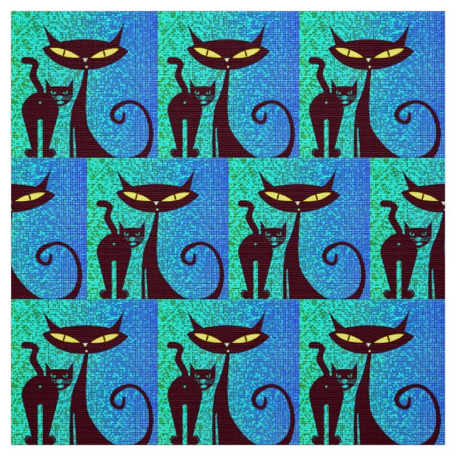 Tecido Casal Engraçado de Gatos Humorísticos (Modelo)