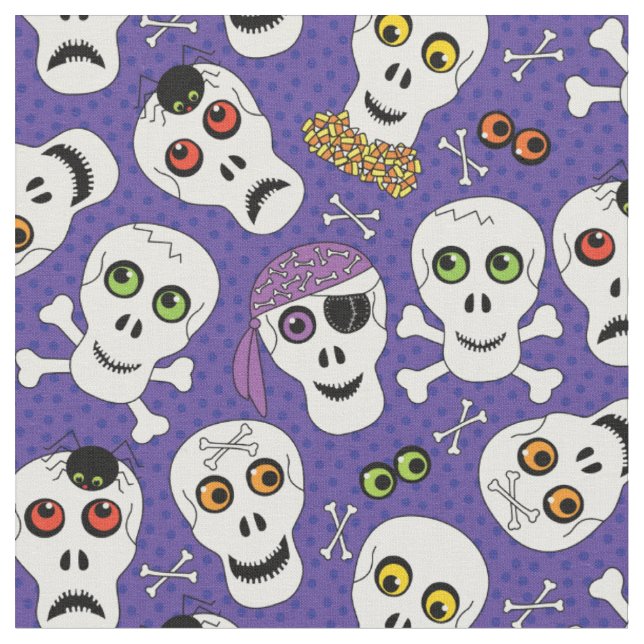 Tecido Cascas bonitas de Halloween em roxo (Detalhe)