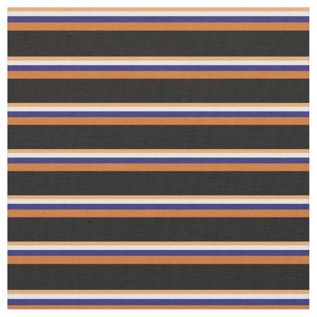 Tecido Castanho, Branco, Azul da meia-noite, Chocolate e  (Detalhe)