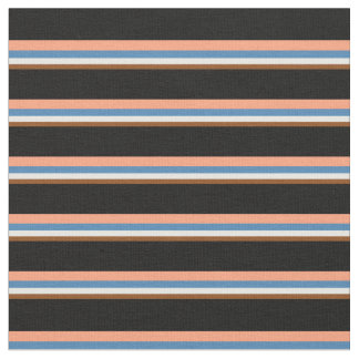 Tecido Castanho, Branco, Azul, Salmão Claro e Stripes Neg