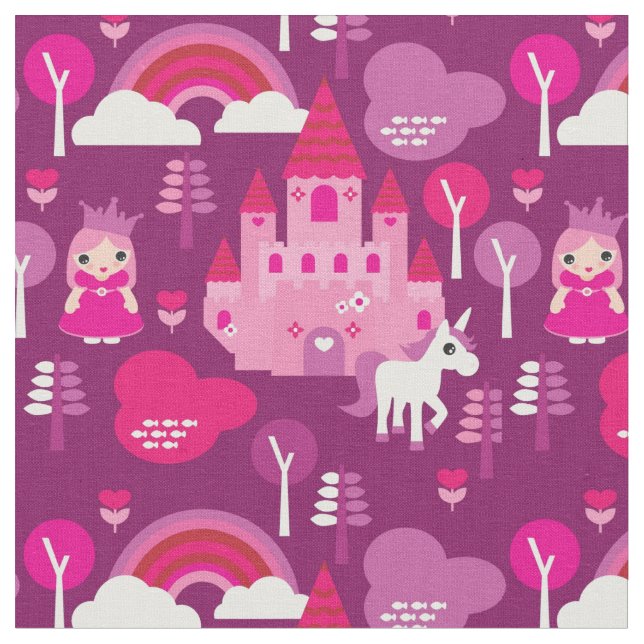 Tecido castelo da princesa e arco-íris do unicórnio (Detalhe)