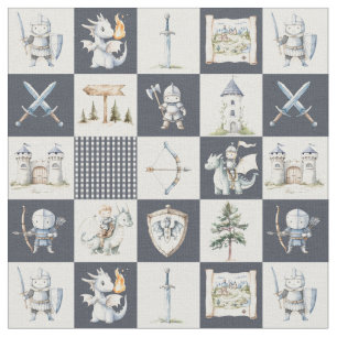 Tecido Castelo de fantasia com dragões e cavaleiros menin