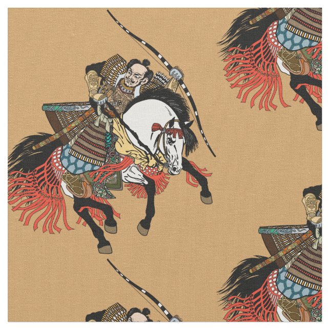 Tecido Cavaleiro-do-samurai japonês (Detalhe)