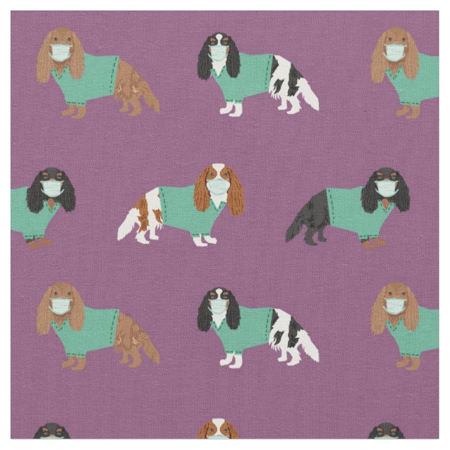 Tecido Cavaleiro Rei Charles Spaniel em mato (Detalhe)
