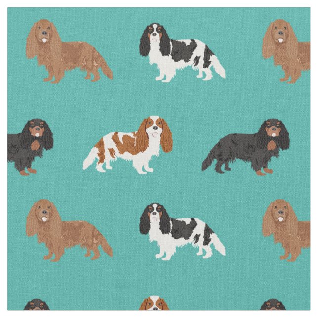 Tecido Cavaleiro Rei Charles Spaniel turquoise (Detalhe)