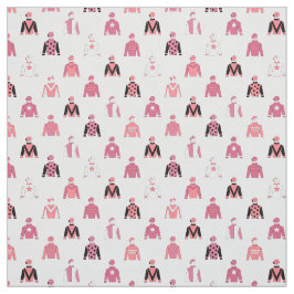 Tecido Cavalo Andando Jockey Silks Rosa e Branco Padrão