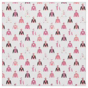 Tecido Cavalo Andando Jockey Silks Rosa e Branco Padrão