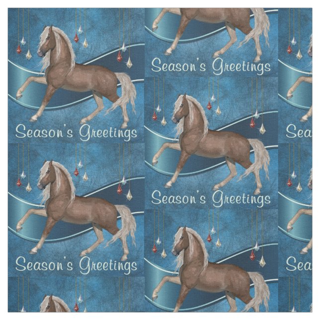 Tecido Cavalo Azul com Ornaments Season Saudações (Modelo)