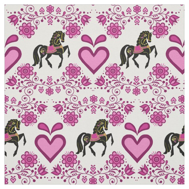 Tecido Cavalo Falsiano Frísico/Rosa/Ouro/Preto 4" (Modelo)