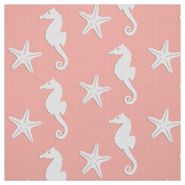 Tecido Cavalo marinho & estrela do mar - rosa coral claro (Modelo)