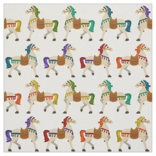 Tecido cavalos do arco-íris brancos