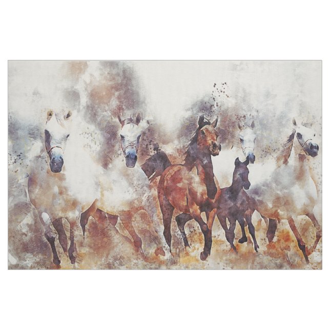 Tecido Cavalos Selvagens de Arte Ocidental Linen (Fat Quarter)