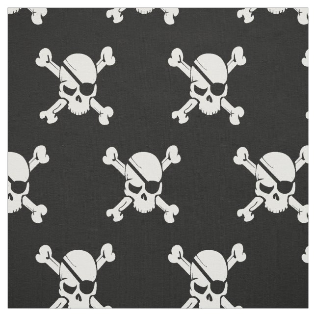 Tecido Caveira de Pirata Preto e Branco (Modelo)