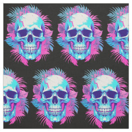 Tecido Caveira Floral no Estilo Vaporwave