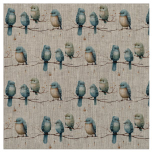 Tecido Celebração Rustic Woodland Love Birds