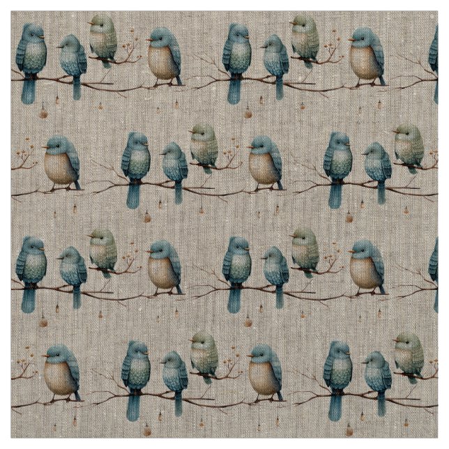 Tecido Celebração Rustic Woodland Love Birds (Modelo)