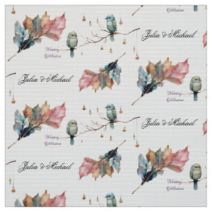 Tecido Celebração Rustic Woodland Love Birds